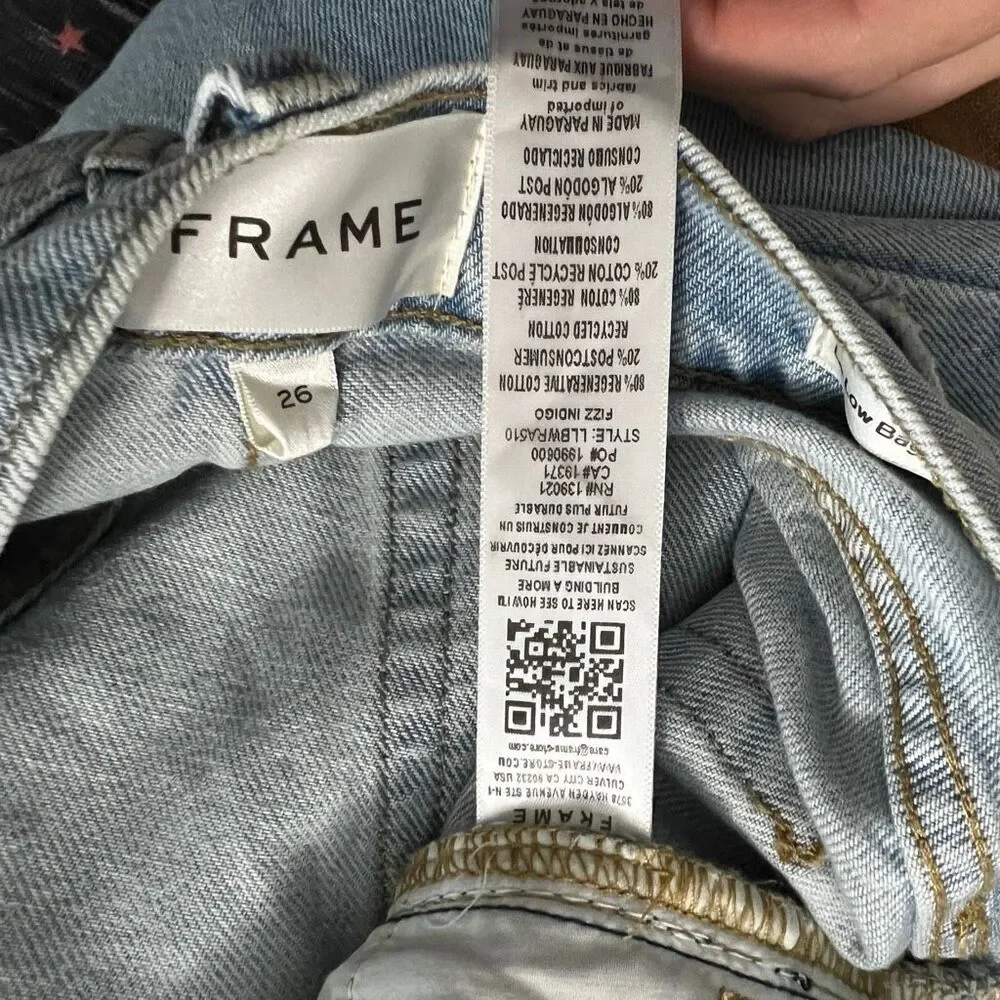 FRAME Le Low Baggy Wide Leg Jeans Light Wash Size 26 - Picture 7 of 7